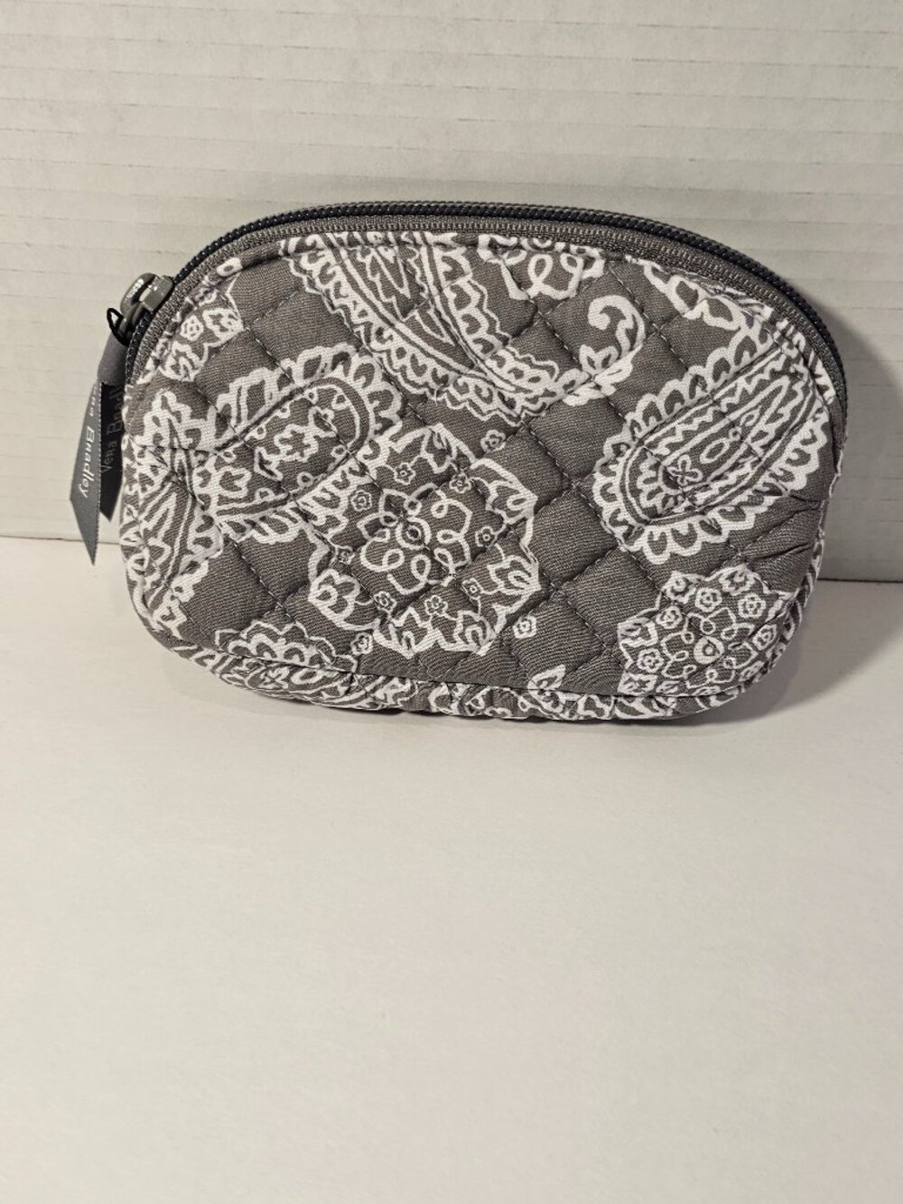 NWT Vera Bradley Clearly Colorful Stadium Pouch Grey/White Bandana Bag Purse